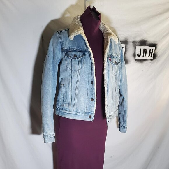 Levi's Premium Denim Trucker Jacket Sherpa Lined SzXS - shipping incl - Picture 2 of 16